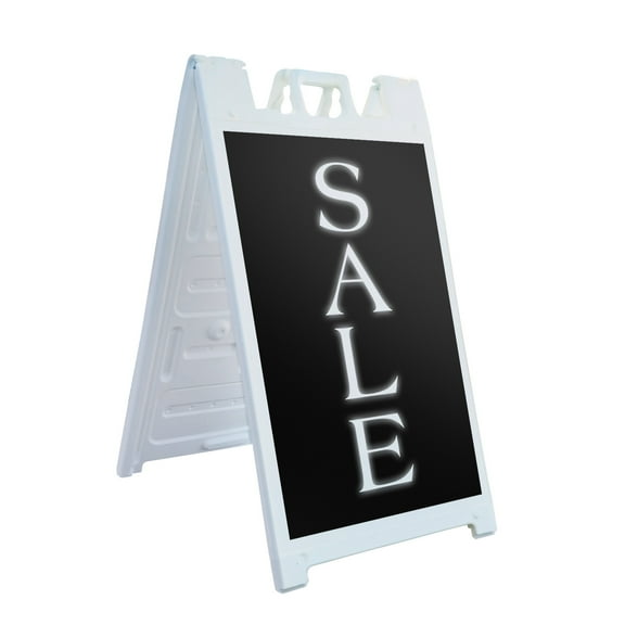 Sale 24" x 36" Double Sided A-Frame Sidewalk Sign Includes 2 Plastic Inserts Foldable Portable White Signicade Sandwich Board Retail Promotions Eye-Catching Display Professional Signage