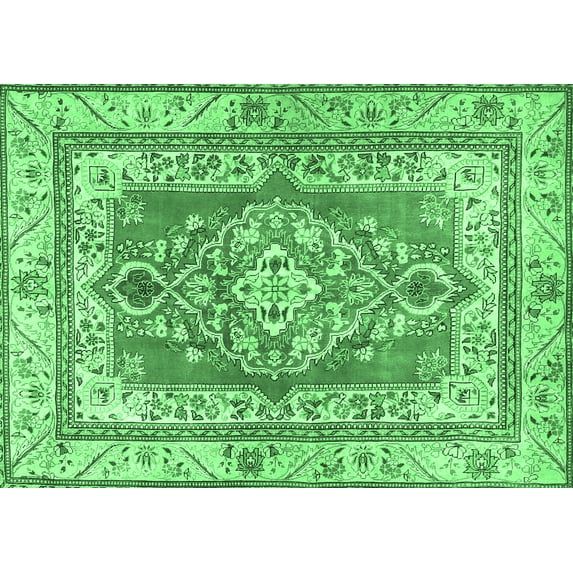 Ahgly Company Indoor Rectangle Persian Emerald Green Traditional Area Rugs, 6' x 9'
