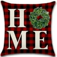 thumbnail image 3 of Black and Red Plaid Christmas Wreath, Cotton Linen Fabric Decorative Indoor Outdoor  Throw Pillow Cover Set 18x18, 3 of 3