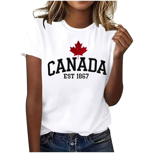 Pisexur Nouveau T-shirt à Manches Courtes Col Rond Imprimé Décontracté pour Femmes, Hauts pour Sortir, Hauts d'Été pour Femmes Blanc, L