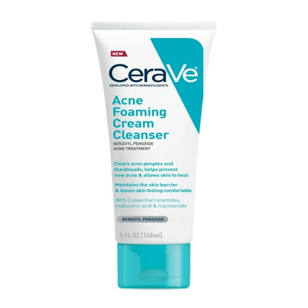 CeraVe Acne Foaming Cream Face Cleanser, Facial Cleanser for Oily Skin