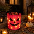 thumbnail image 6 of Halloween LED Light Up Pumpkin Face Candy Bucket Bag Collapsible Reusable Trick or Treat Tote with Handle for Halloween Party Favors Supplies, 6 of 7