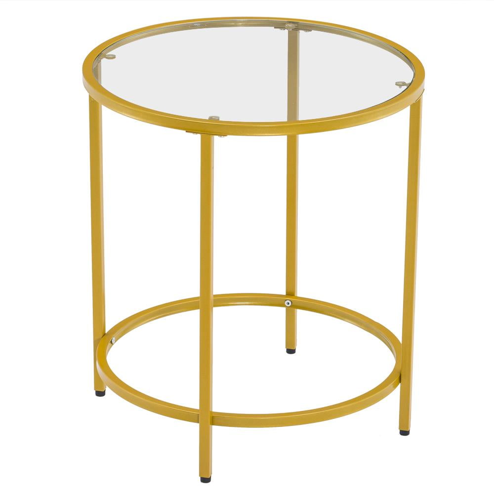 Zimtown Simple Single Layer Round Frame Glass Surface Coffee Table Side Table Gold