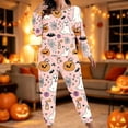 thumbnail image 2 of Halloween Pajamas Women Long Sleeve Two Piece Pumpkin Ghost Bat Print Pajama Top and Full Length Pants Cozy Loungewear Loungewear 2 Piece Outfits, 2 of 7
