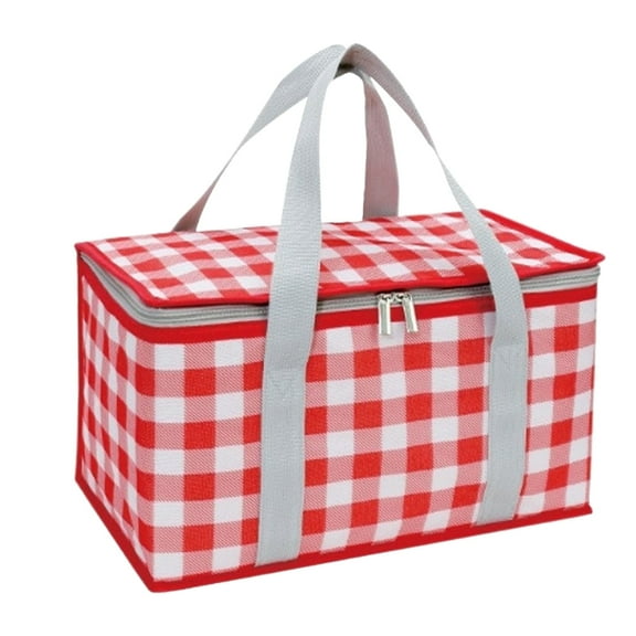 ACDANC Picnic Basket,Portable Dual-Use Hot and Cold Picnic Accessories,Efficient Insulated Waterproof Zippered Basket with Sturdy Handle,Red