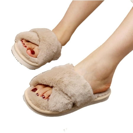 

Khaki Solid Fashionable Open Toe Shoes Women Home Slippers