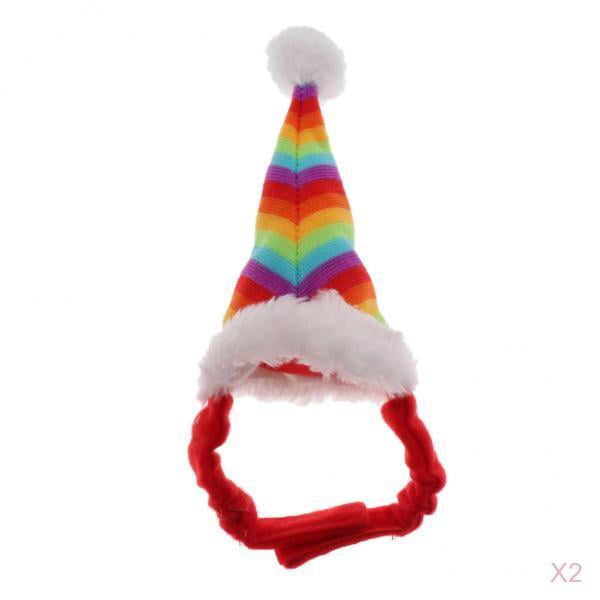 2 Unids Sombrero Ajustable Elástico Perro Gato Hámster Mascota Pequeño Navidad
