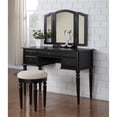 thumbnail image 2 of Bobkona St. Croix 3 Fold Mirror Vanity Table with Stool Set, Black, 2 of 9
