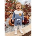 thumbnail image 4 of Loicainy Infant Baby Boy Fall Clothes Set 3 6 12 18 Months Long Sleeve Contrast Color Romper + Pants Outfits, 4 of 9