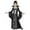 black, variant on Halloween Girls' Gothic Medieval Retro Long Sleeve Floor-Length Party Witch Dress with Elegant Tie-Up Stand Collar&Bell Sleeves|Ruffled Hem&Dark Burgundy/Lace-like Pattern Renaissance Themed Events