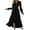 Black, variant on Women's Long Sleeve V Neck Maxi Dress Casual Swiss Dots Bohemian Flowy Pleated Belted A-Line Long Dress Fall Holiday Boho Midi Dress Cocktail Wedding Guest Dresses for Women