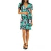 Women's Maternity Teal Abstract Mosaic Wrap Dress