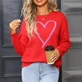 thumbnail image 7 of Lenpel Women's Heart Printed Sweaters Fashion Crew Neck Long Sleeve Knitted Pullover Tops Casual Graphic Sweaters(Red,Medium), 7 of 7