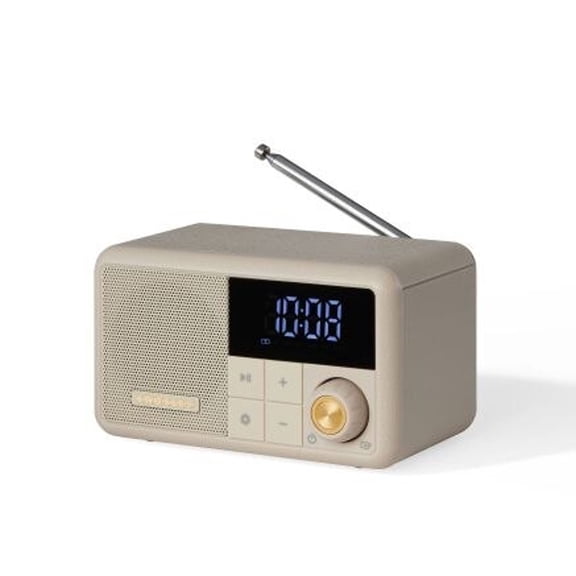 Crosley CR1121A Cooper Radio/Clock Bluetooth Speaker - Pebble-NEW