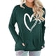 thumbnail image 1 of Camiseta de manga larga con cuello redondo y forro polar con bolsillo, fibra de poliéster transpirable, ropa superior para mujer, verde, XXL, 1 of 3