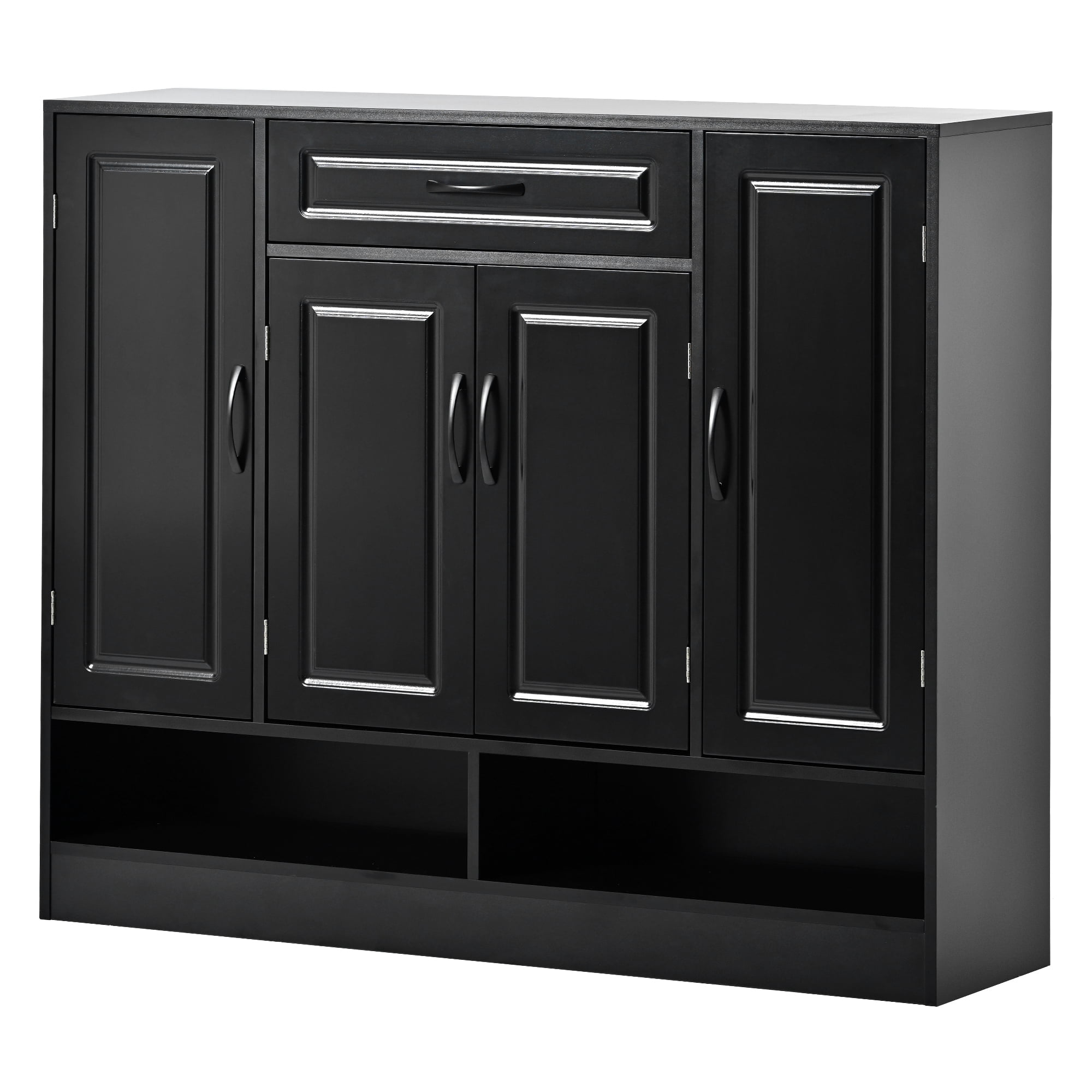 MAYEERTY Sleek and Modern Shoe Cabinet with Adjustable Shelves, Minimalist Shoe Storage Organizer with Sturdy Top Surface, Space-saving Design Side Board for Various Sizes of Items, Black