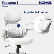 NOUHAUS Posture Ergonomic PU Leather Office Chair, Lumbar Support Executive Desk Chair with FlipAdjust Armrests