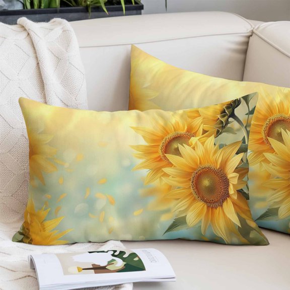 Sunflower Pillow Covers 20x26 Inch Standard Size, Yellow Spring Floral Botanical Decorative Pillowcase with Zipper, Microfiber Pillow Protector, Breathable Pillowcases for Sofa Bed Living Room