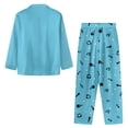 thumbnail image 4 of Kuiaobaty Cute Panda Print Women's Pajama Sets Music Note Long Sleeve Button Down Sleepwear Nightwear Soft Pjs Lounge Sets, Blue, XL, 4 of 7