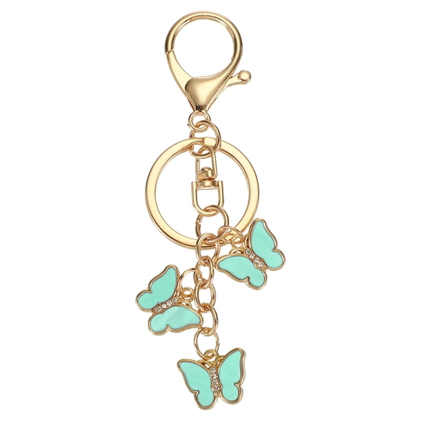 Encanto de Mariposa Uxcell, llavero esmaltado, colgante de mariposa, accesorios para bolso de mano Azul Lago