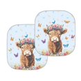 thumbnail image 3 of Kuiaobaty 2 Pcs Automotive Windshield Sunshades for Small Sedans Mini SUVs Highland Cattle Cow Butterfly Rose Pattern Keep Car Interior Cool UV Protection Sun Shield Cover Auto Front Window, 3 of 6