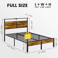 thumbnail image 2 of Bexfil Full Platform Bed with Charging Station and LED Lights - Wood Headboard Frame with USB Ports and Power Outlet - Noise-Free, No Box Spring Needed, Brown, 2 of 7