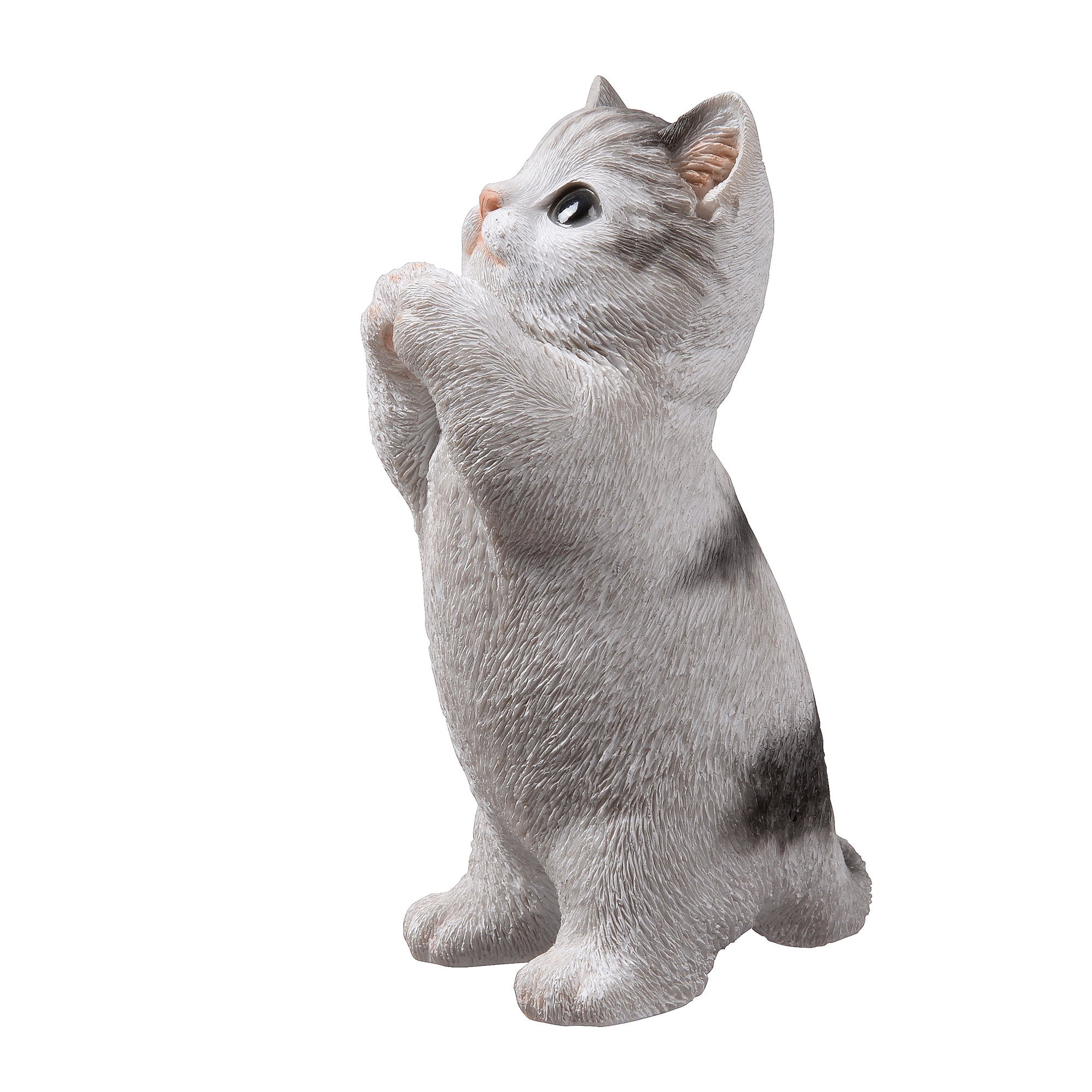 7" H Cat Kitten Statue Praying-Gray