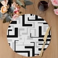 thumbnail image 3 of Modern Geometric Black Round 13 Inch Placemats Set of 4, Abstract Minimalist Artwork Lines HeatResistant Non Slip Place Mats for Dining Table, Wipeable Braided Kitchen Table Mats for Housewarming, 3 of 9