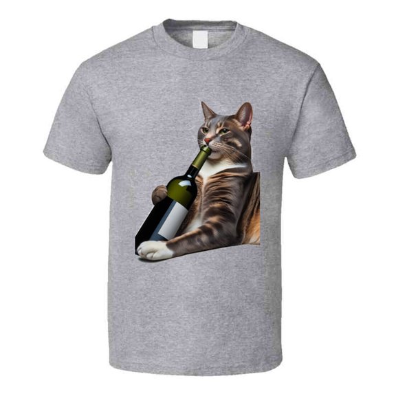 Whisker Wines: Hilarious Cat Drinking Wine T-shirt Novelty Funny New Gift T Shirt