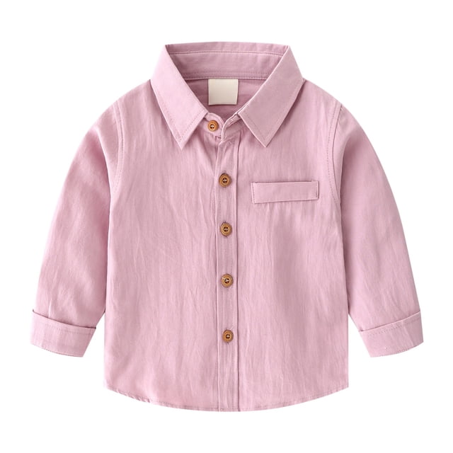LNMQLPDBS Chemises Habillées Garçons Manches Longues Chemises Décontractées avec Poche Poitrine Chemise à Boutons Col Rabattu Garçon Tendance Printemps Break Tops Violet 2-3 Ans