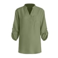 thumbnail image 3 of QGJZVUNL Business Casual Outfits for Women V Neck Shirts with Chest Pockets Dressy Wotk Tops Size S, 3 of 8