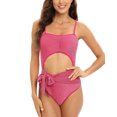 thumbnail image 6 of Women Halter One Piece Swimsuit Rave Sparkly Glitter Swimsuit Sexy Cutout Tummy Control Bathing Suit Shiny One Piece Tie Front Padded Monokini Swimwear, 6 of 8