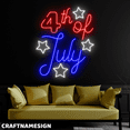 thumbnail image 2 of Craftnamesign Happy 4th Of July Neon Sign, Independence Day Wall Decor, USA Wall Art, 2 of 4