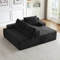 thumbnail image 6 of 96 Inch Modular Sectional Couches for Living Room, Modern Boneless Sofa, Upholstered Deep Seat Cloud Couch, Corduroy Comfy L-Shape Sofas Couches, No Assembly Required, Black (Right Facing Chaise), 6 of 7