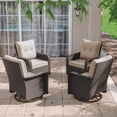 thumbnail image 5 of Kullavik 4 Pieces Patio Swivel Rocker Wicker Chairs Set – Outdoor Swivel Rocking Chairs with Thickened Cushions, All-Weather Wicker Patio Furniture Conversation Set for Garden, Deck, Backyard,Khaki, 5 of 9