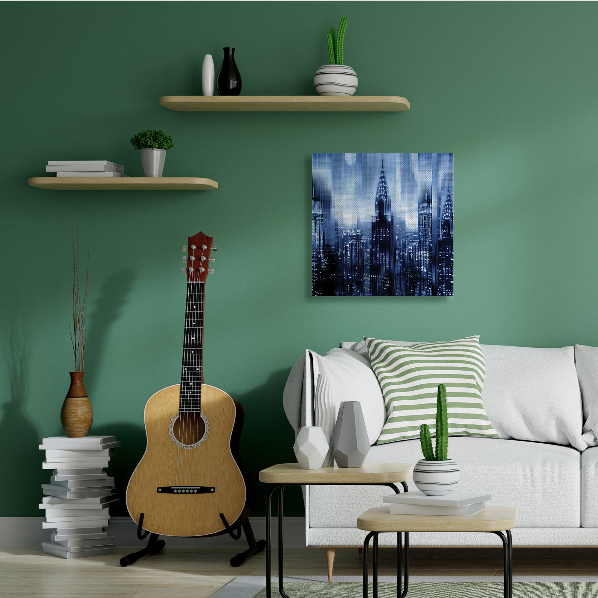 Stupell Industries New York Cityscape Soft Focus Blue Architecture,30 x 30,Designed by Kate Carrigan