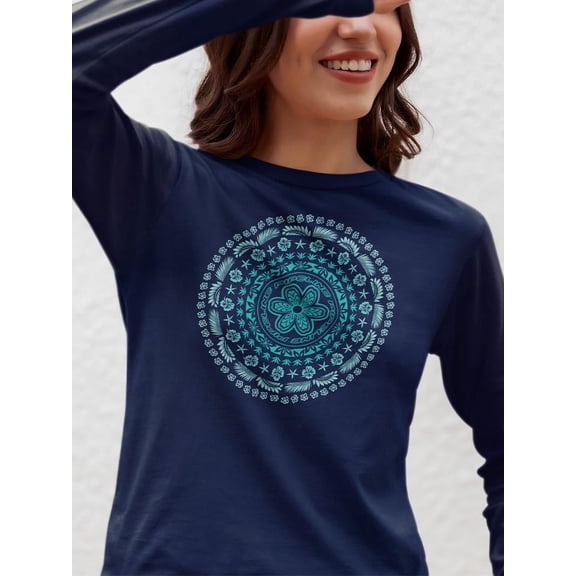 Mandala Waveflower Long Sleeve T-Shirt Women's -Pipeline