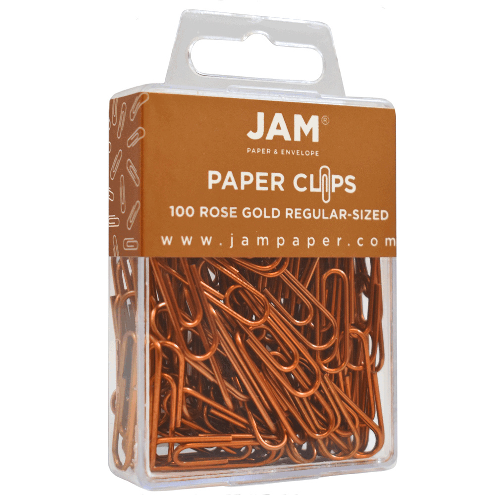 JAM Colorful Standard Paper Clips, Regular 1 Inch (25.4mm), Rose Gold