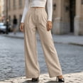 thumbnail image 5 of Women's Corduroy High Waist Wide Leg Dress Pants Pleated Front Loose Suit Trousers Business Casual Pants with Pockets Fashion Bottoms Khaki, 5 of 9