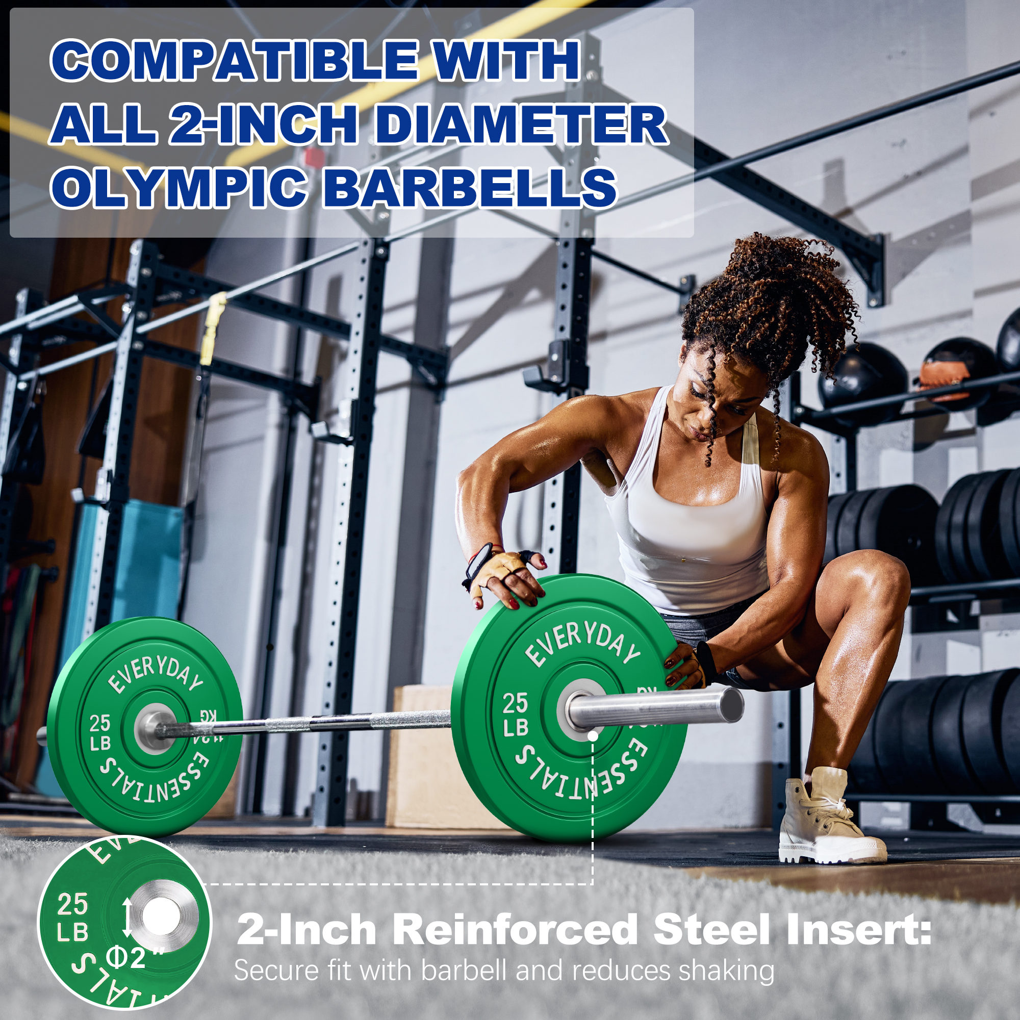 BalanceFrom Olympic Bumper Plate Weight Plate with Steel Hub, Color Coded, 25 lbs Single