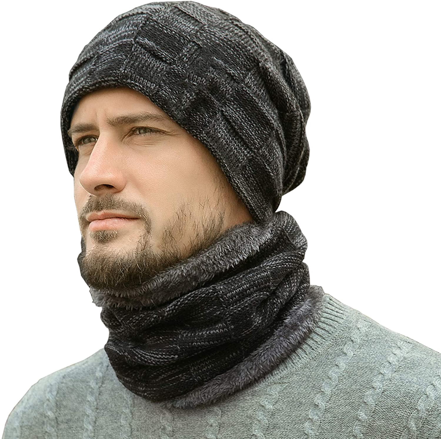 Winter Beanie Hats Scarf Set Warm Knit 