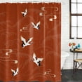 thumbnail image 2 of Japanese Style Shower Curtain, Waterproof Shower Curtains for Bathroom, Vintage Art Cranes Ocean Wave Red Washable Fabric Bathtub Curtain Set Bath Decor with 12 Hooks Long 72"x84", 2 of 8