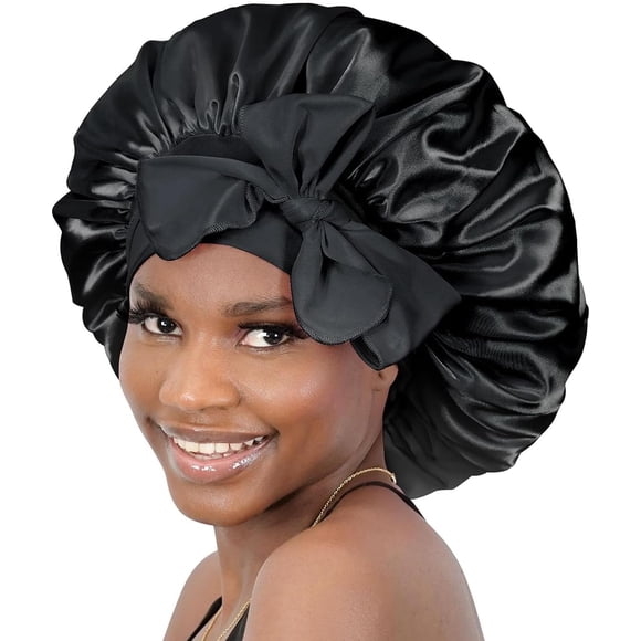 GFDYREE Bonnet en Soie pour Dormir Bonnet en Satin Bonnets pour Cheveux Bonnet de Sommeil Jumbo Bonnets de Nuit Bonnet Tressé avec Bande à Nouer Cheveux Bouclés Dreadlocks Perruques Vert