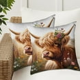 thumbnail image 5 of Uutvery Highland Cow Printed Pillow Cover, 18x18 Inch Adorable Cattle Design on Soft Plush, Farmhouse Style Decorative Accent for Bedroom Living Room, Cozy and Charming Decor, 5 of 6