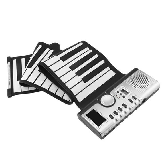 61 Keys Roll Up Piano Keyboard Portable Soft Silicone Electronic Piano with Built-in Speaker LCD Display Recording MIDI Function for Kids Adults Beginners