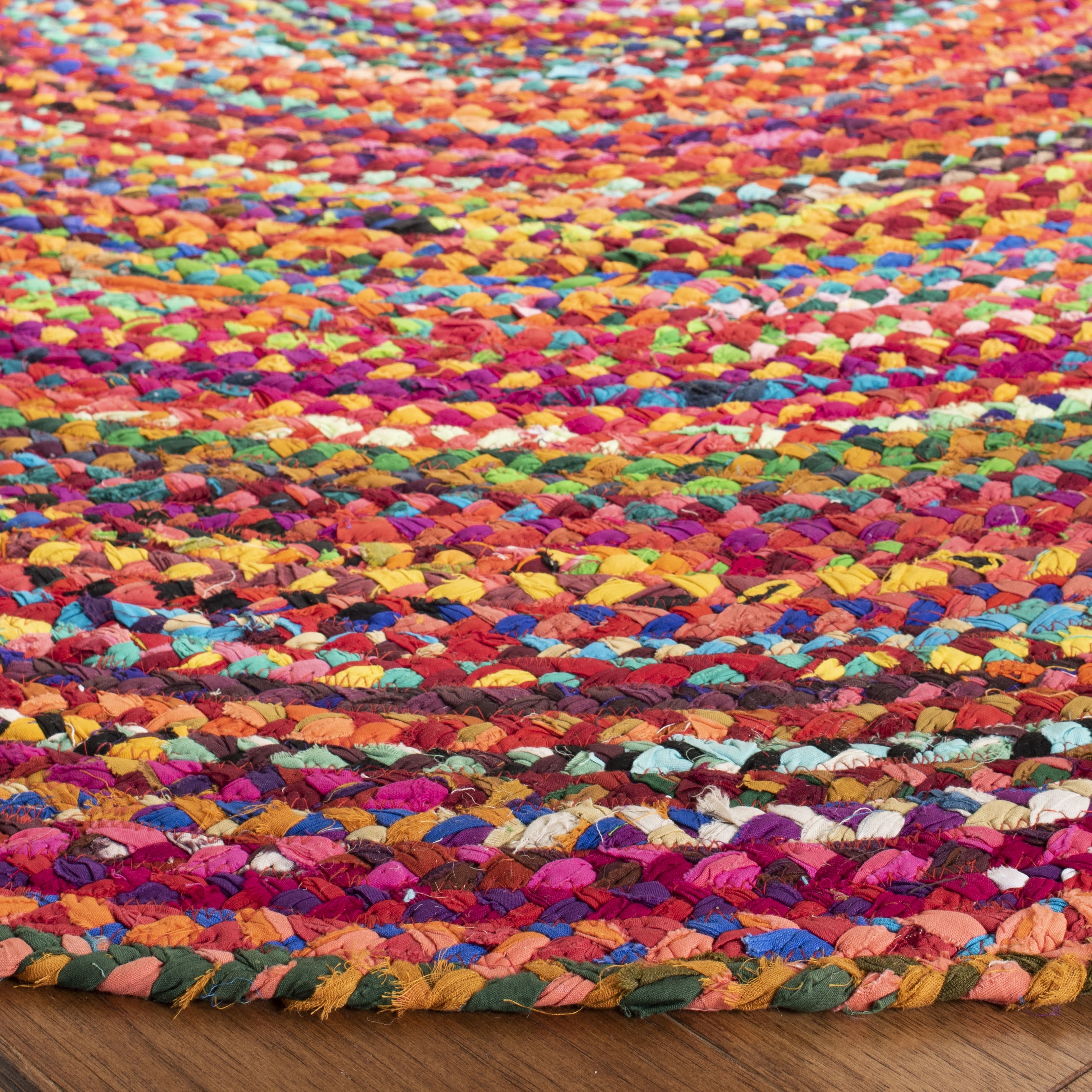 SAFAVIEH Braided Calvin Transitional Cotton Reversible Area Rug, Rust/Multi, 10' x 10' Round