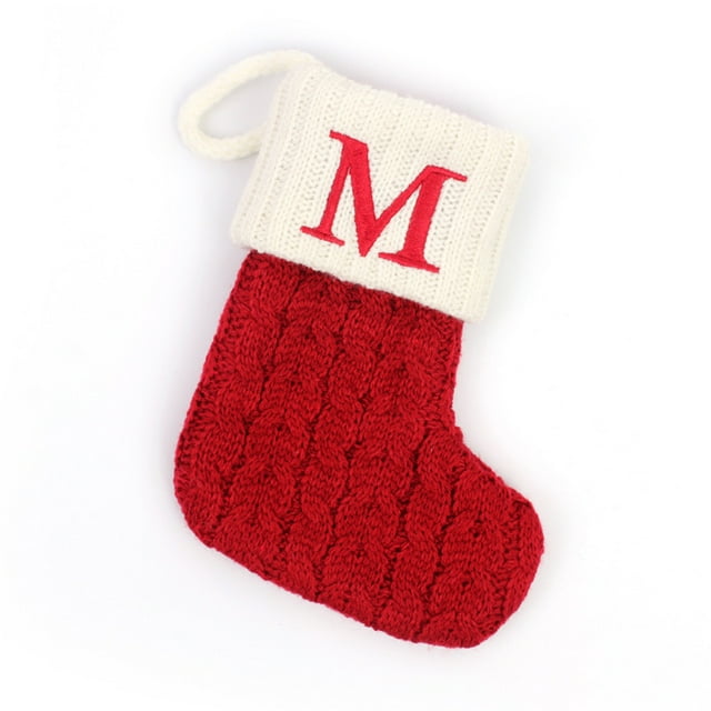 TETOU Christmas Stocking with Red Letter for Xmas Gift Bags Pendant Christmas Tree Decor M