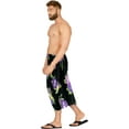 thumbnail image 3 of HAPPY BAY Men's Pareo Standard Party Surf Sarong Beach Wrap One Size Purple, Hibiscus Summer Vacation Party, 3 of 5