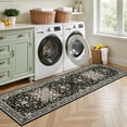 thumbnail image 4 of Hallway Runner Rug Non Slip - Washable 2.6x8 Kitchen Rugs for Living Room, Low-Pile Soft Bedroom Rug Indoor Floor Stain Resistant Carpets for Entryway, Laundry, Bathroom Black Gold, 4 of 18