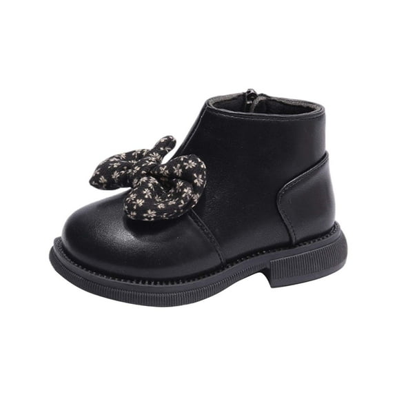 Otqutp 1-6 Years Girls Shoes Fashion Solid Color Short Boots Non Slip Breathable Boots Cute Durable Outdoor Princess Ankle Boots with Side Zipper(Black,3-3.5 Years)